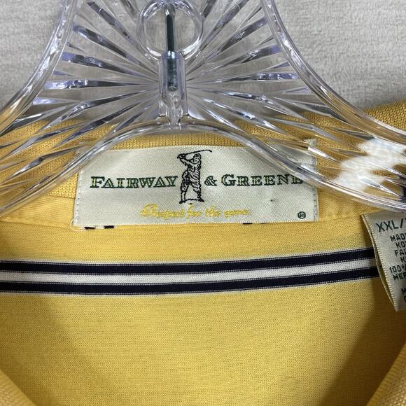 VTG Fairway & Greene Polo Shirt Mens XXL Yellow Stripe Covered Bridge 2005 - Picture 3 of 8